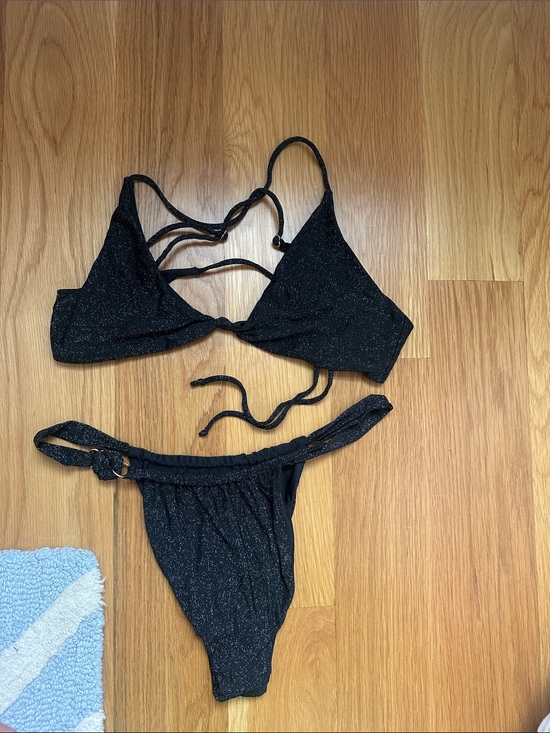 Skatie Other - Skatie; Black Sparkle Strappy Women’s Bikini Set